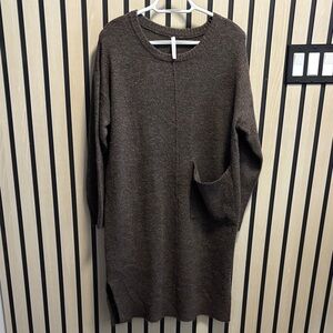 Dreamers Dark Brown Crew Neck Sweater Dress
